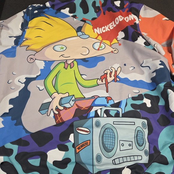 Members Only Nickelodeon X Jacket Size Large Rugrats Windbreaker Hey Arnold Camo - Picture 4 of 12